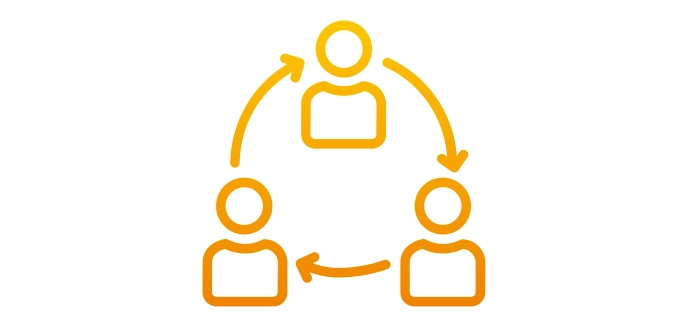 Dynamisches Teamwork-Icon: Effiziente Zusammenarbeit und Kommunikation.