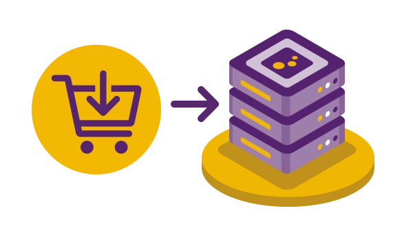 Einkaufswagen-Icon zeigt Weg zur effizienten Datenverarbeitung.